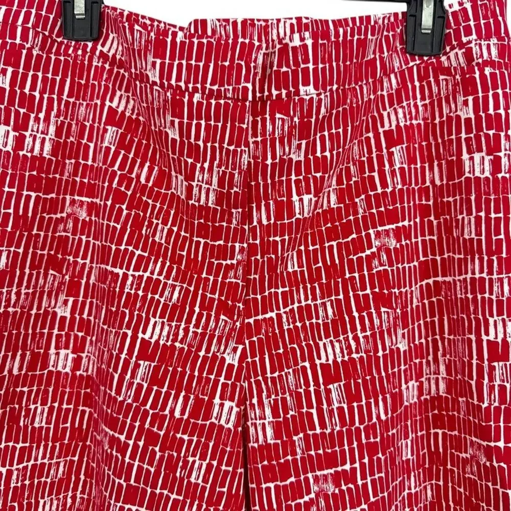 Susan Graver Womens Red White Zip Fly Stretch Elastic Waist Pants Printed 18 W - Picture 5 of 16